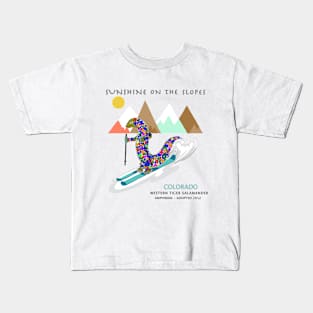 Sunshine on the slopes, Colorado, Skiing, Salamander Kids T-Shirt